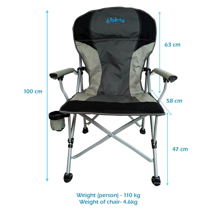 Liberty Grey Folding Camping Chair MDS1203 - Liberty Leisure UK - Van Life Living