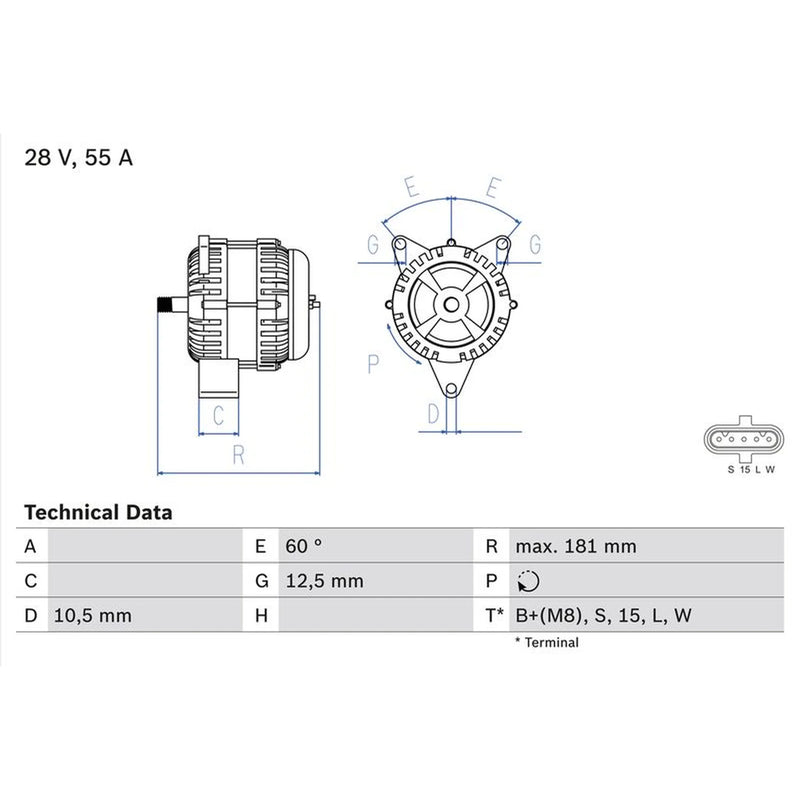 Bosch Car Alternator 12V 0 986 042 580