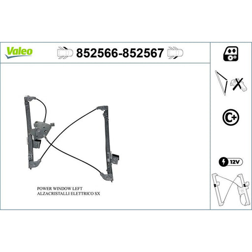 Valeo Electric Window Regulator Lifter Right Front 852567