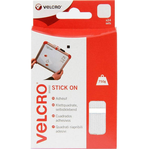 Effortlessly attach with Velcro® Brand Stick On Squares 25mm x 24 White - Velcro - Van Life Living