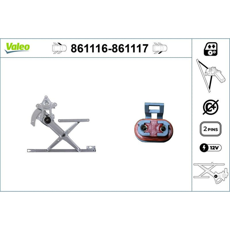 Valeo Electric Window Regulator Lifter Right Front 861117