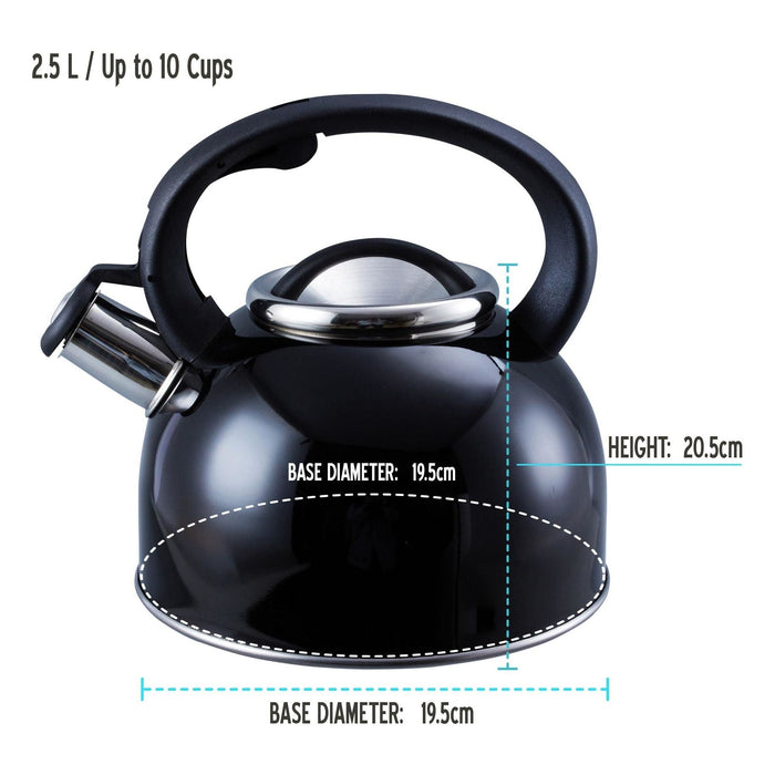 MDS1203 Liberty Black 2.5 Litre Whistling Kettle CW-T056-B1BLA - Liberty Leisure UK - Van Life Living