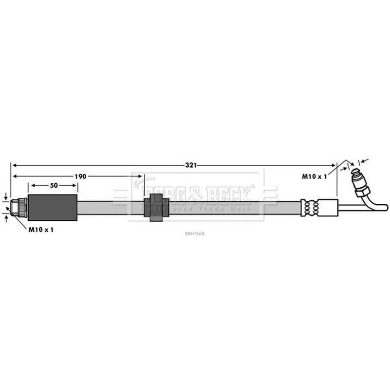 Borg & Beck Brake Hydraulic Hose Line Rear Left BBH7668