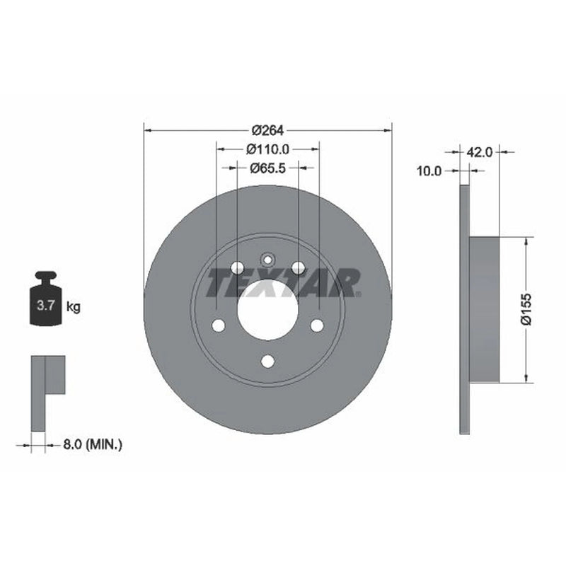 Textar 2 x Solid Rear Brake Discs 92092103-x2