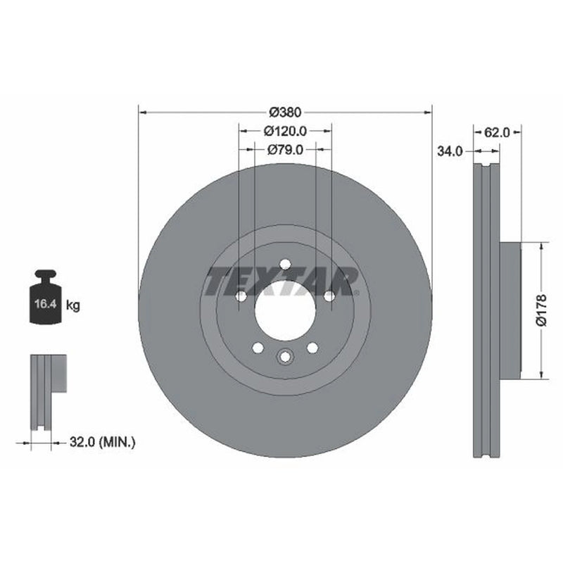 Textar 2 x Vented Front Brake Discs 92316405-x2