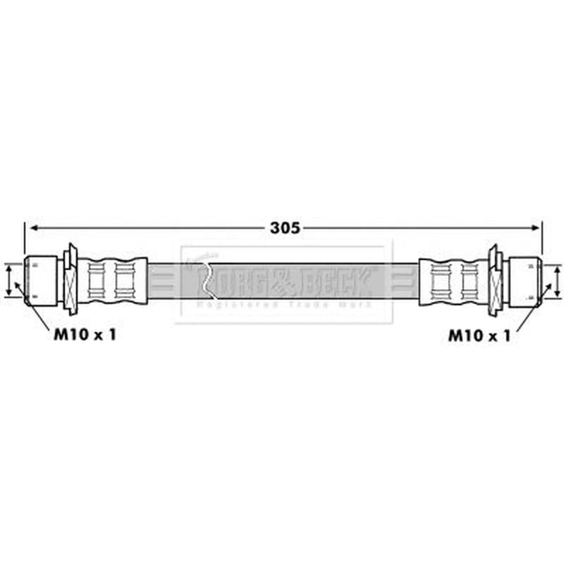 Borg & Beck Brake Hydraulic Hose Line Rear BBH7232