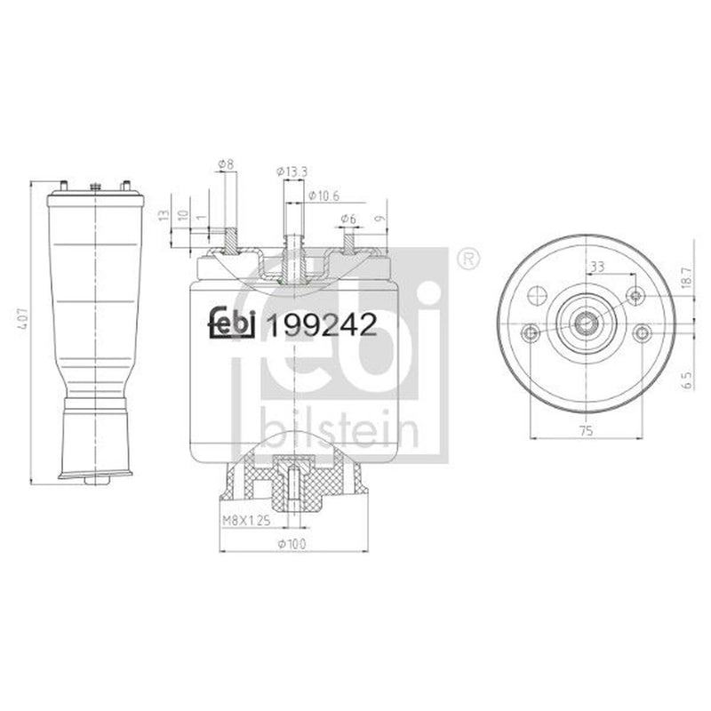 Febi Air Suspension Bellow Rear Left 199242
