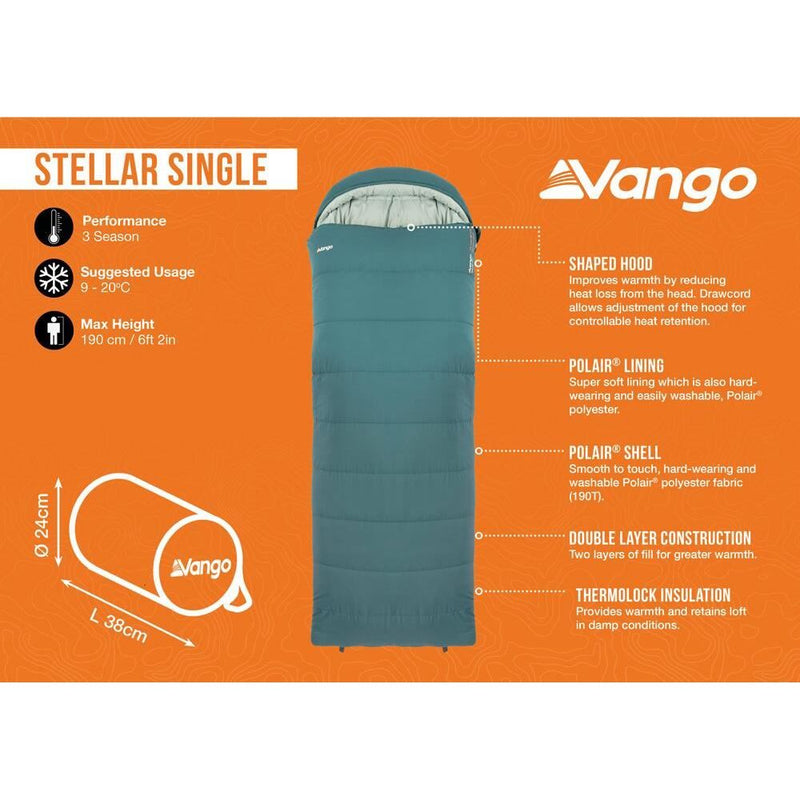 Vango Stellar Single Sleeping Bag Single Oasis - Vango - Van Life Living