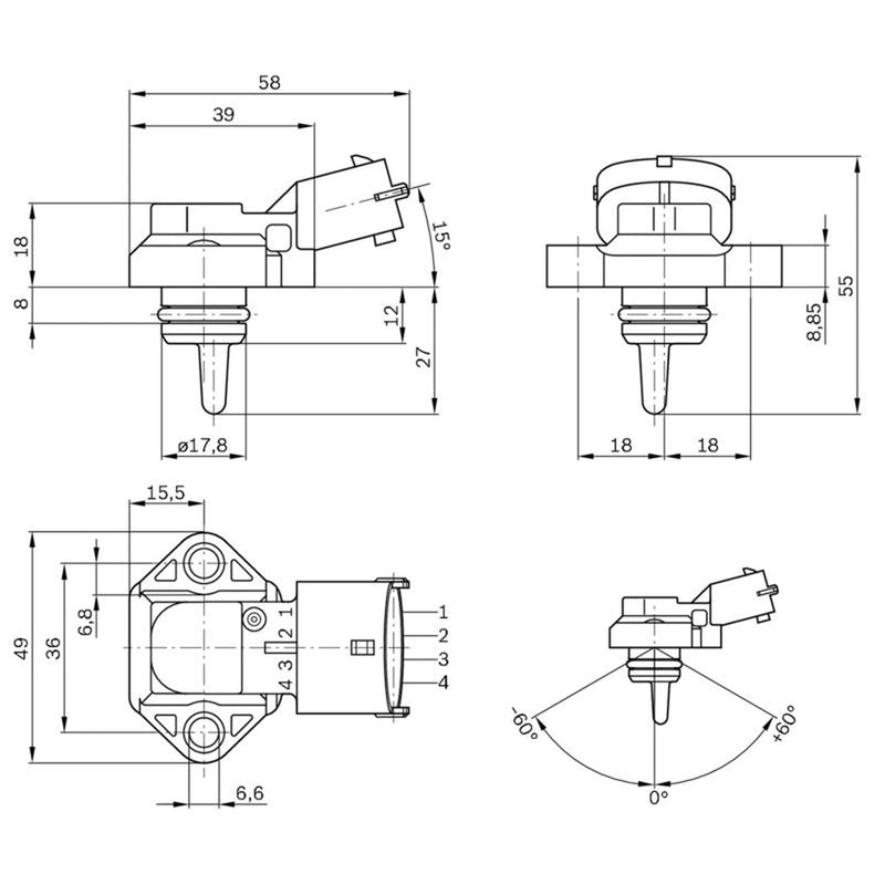 Bosch Turbo Boost Pressure Sensor 0 281 002 316