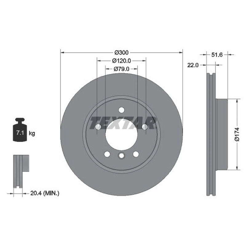 Textar 2 x Vented Front Brake Discs 92097205-x2