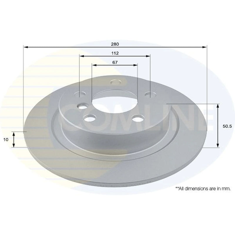 Comline 2 x Solid Rear Brake Discs ADC2801-x2