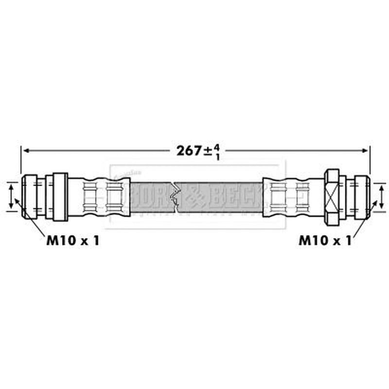 Borg & Beck Brake Hydraulic Hose Line Rear Right BBH7002