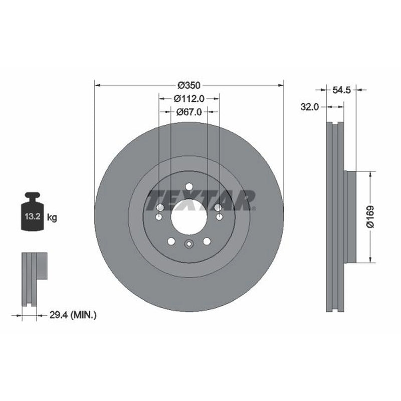 Textar 2 x Vented Front Brake Discs 92150705-x2