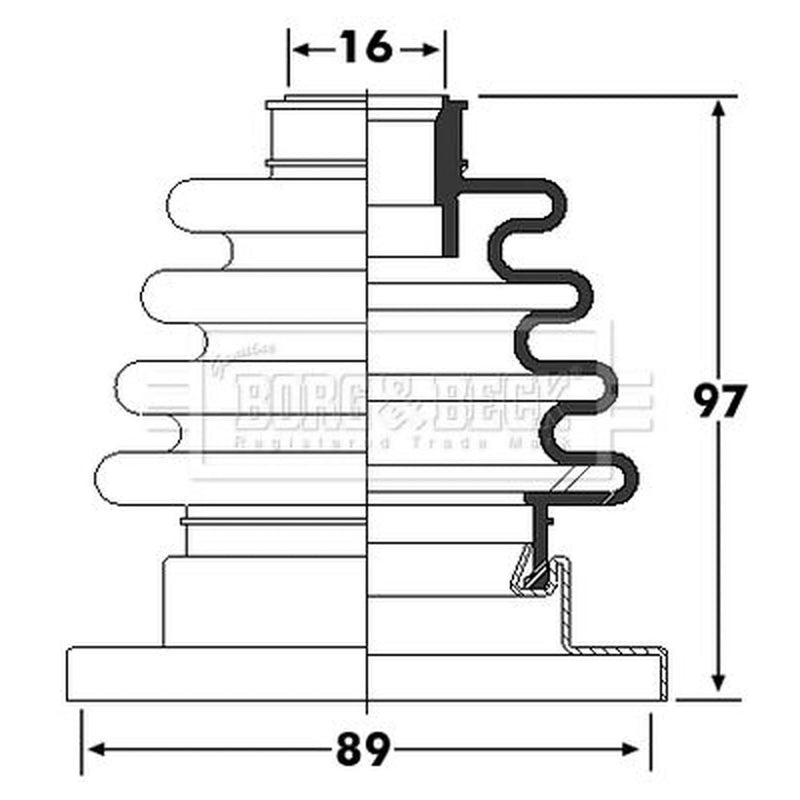 Borg & Beck Drive Shaft Bellow Kit transmission sided BCB6252