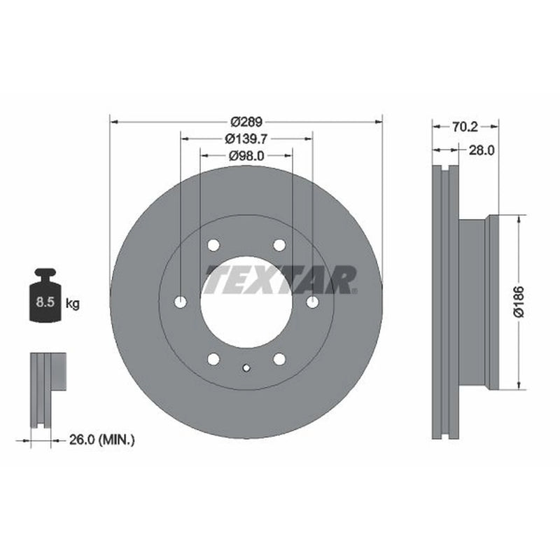 Textar 2 x Vented Front Brake Discs 92223000-x2