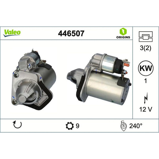 Valeo Starter Motor 12V 1kW 9 Teeth 446507
