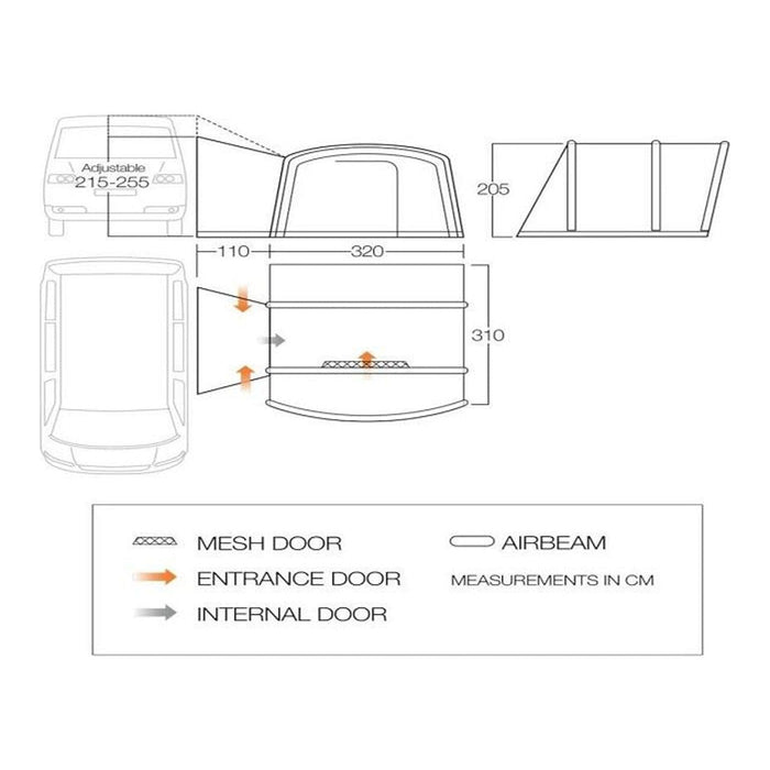 Vango Cove Air Mid III Drive Away Awning Ducato Boxer Transit Sprinter Campervan - Vango - Van Life Living