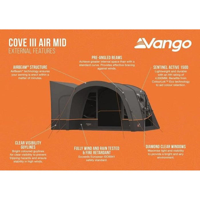 Vango Cove Air Mid III Drive Away Awning Ducato Boxer Transit Sprinter Campervan - Vango - Van Life Living