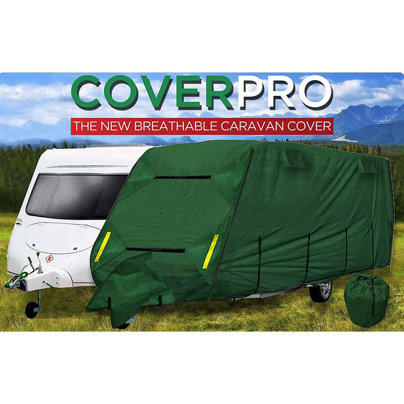 Coverpro Premium Breathable 4-Ply Full Green Caravan Cover Up To 14Ft Free Bag - Crusader - Van Life Living