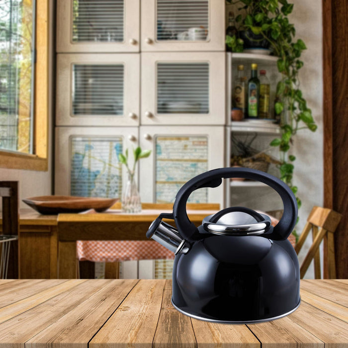 MDS1203 Liberty Black 2.5 Litre Whistling Kettle CW-T056-B1BLA - Liberty Leisure UK - Van Life Living