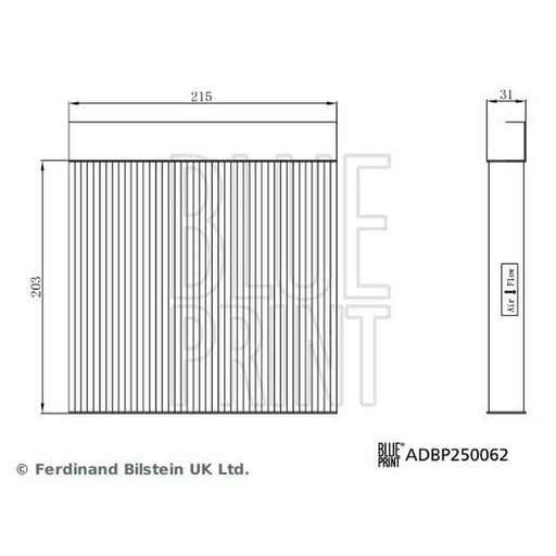 Blue Print Cabin Air Filter (Pollen Filter) ADBP250062