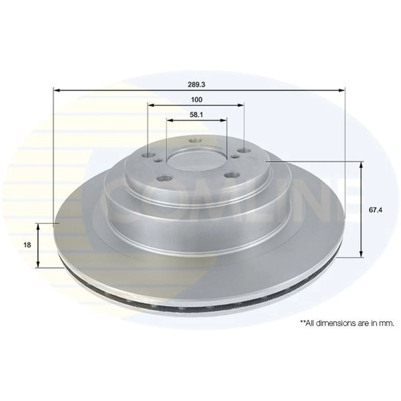 Comline 2 x Vented Rear Brake Discs ADC0820V-x2