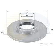 Comline 2 x Solid Front Brake Discs ADC1009-x2
