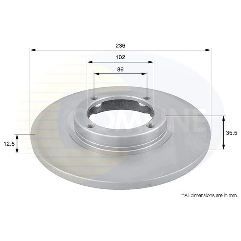 Comline 2 x Solid Front Brake Discs ADC1009-x2