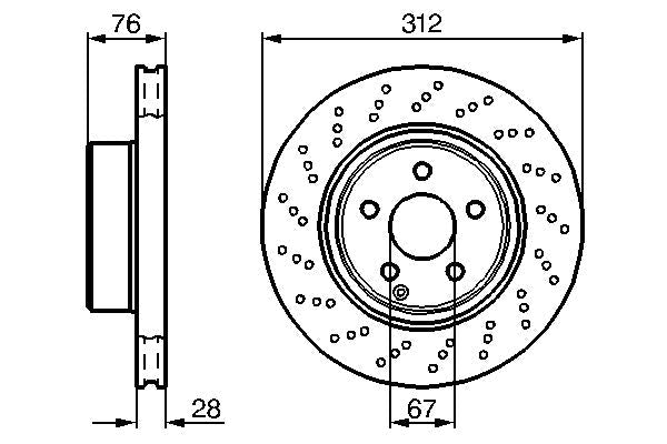 Bosch 2 x Vented 312mm Brake Disc 0986478471