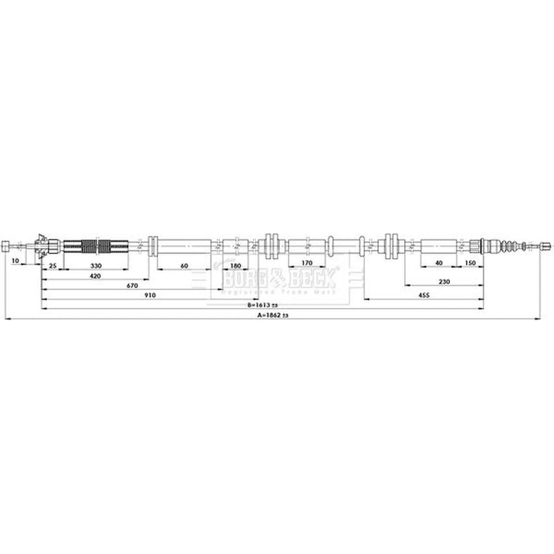 Borg & Beck Handbrake Cable Right Rear BKB3896