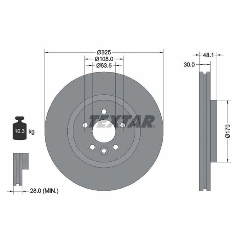 Textar 2 x Vented Front Brake Discs 92300505-x2