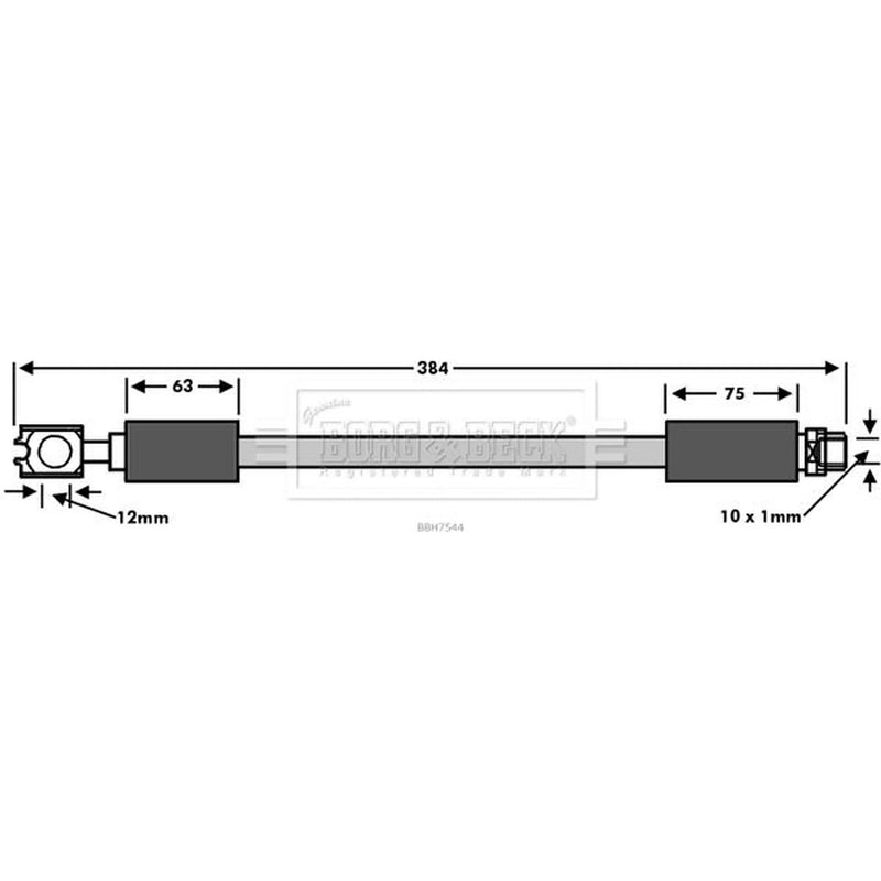Borg & Beck Brake Hydraulic Hose Line Rear Right BBH7544