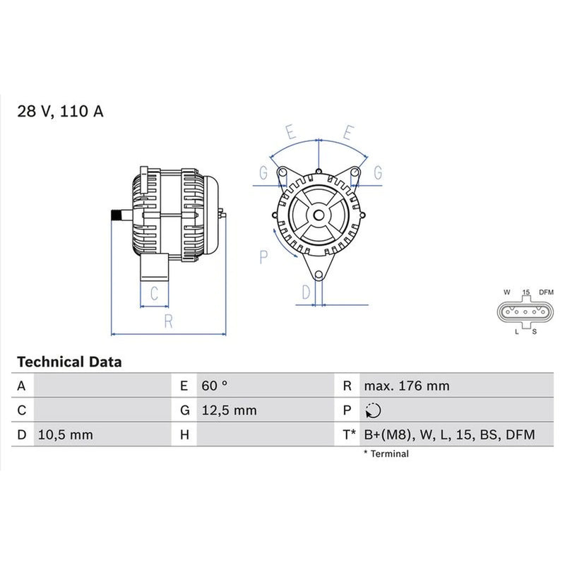 Bosch Car Alternator 12V 0 986 047 520