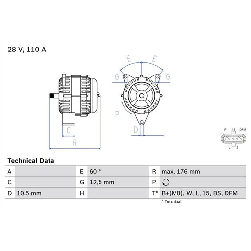 Bosch Car Alternator 12V 0 986 047 520