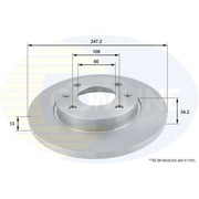 Comline 2 x Solid Front Brake Discs ADC1508-x2