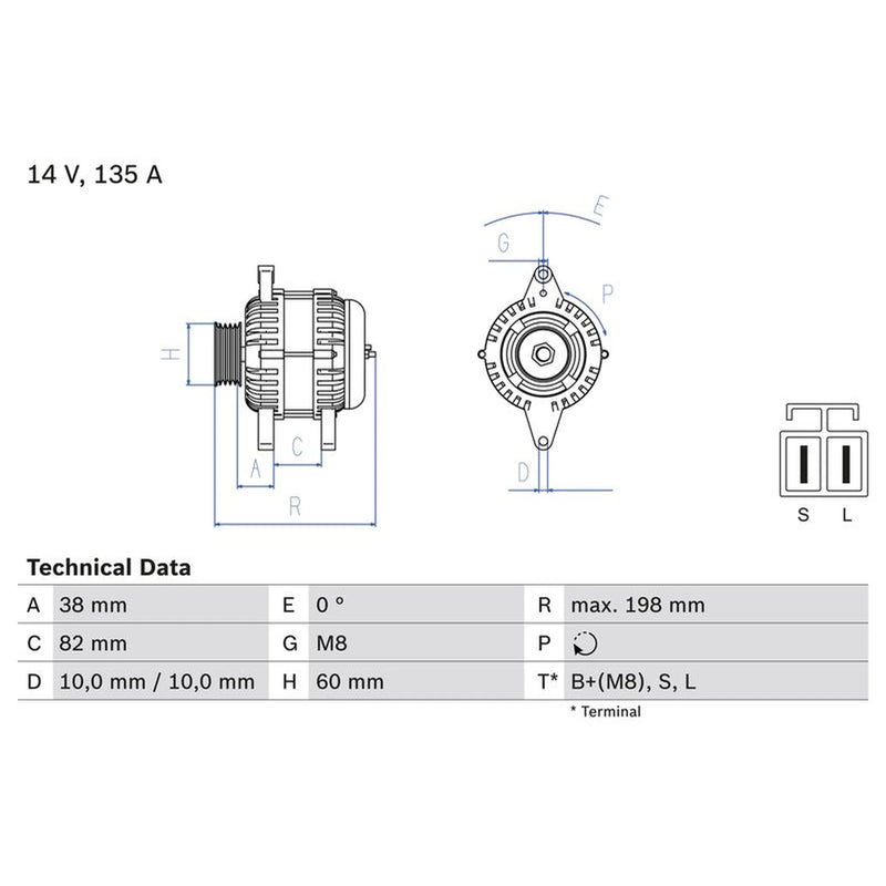 Bosch Car Alternator 12V 0 986 082 190