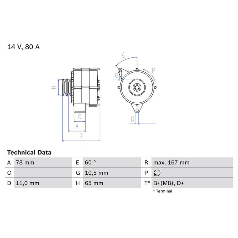 Bosch Car Alternator 12V 0 986 034 120