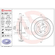 Brembo 2 x Solid Rear Brake Discs 08.D221.11-x2