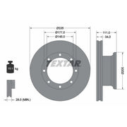 Textar 2 x Internally Vented Rear Brake Discs 93102300-x2