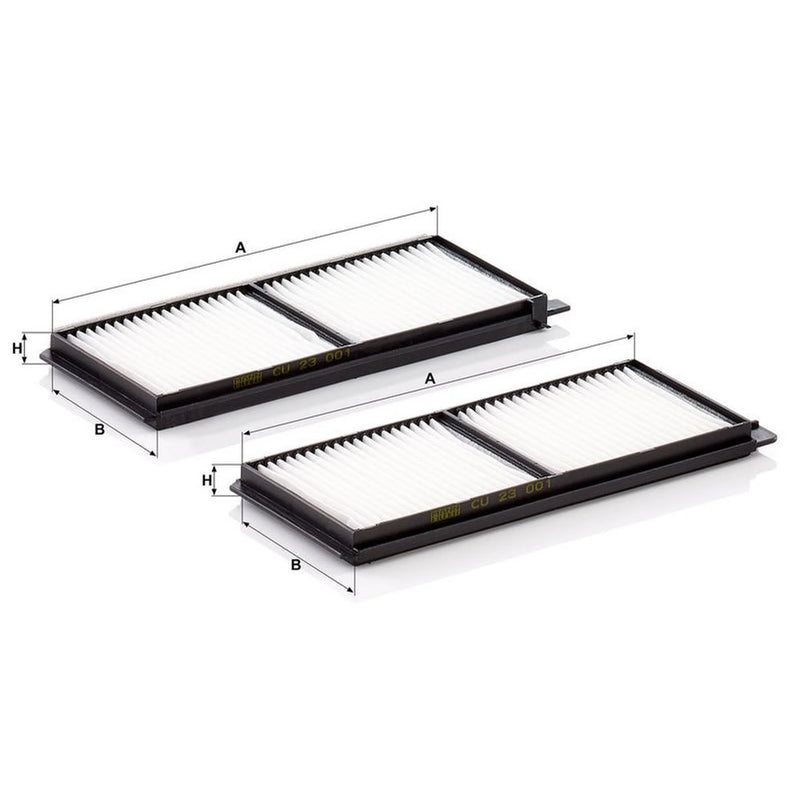 MANN-FILTER Cabin Air Filter (Pollen Filter) below the middle conso CU 23 001-2