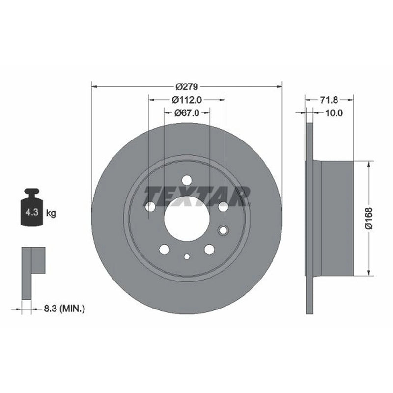 Textar 2 x Solid Rear Brake Discs 92032600-x2
