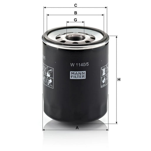 MANN-FILTER Engine Oil Filter W 1140/5