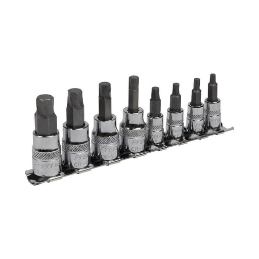 Sealey Hex Socket Bit Set Lock-Onï 8pc 1/4" & 3/8"Sq Drive Imperial AK65602 Sealey  - Town Parts