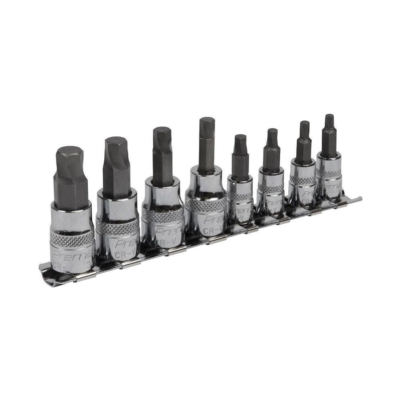 Sealey Hex Socket Bit Set Lock-Onï 8pc 1/4" & 3/8"Sq Drive Imperial AK65602 Sealey  - Town Parts