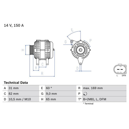 Bosch Car Alternator 12V 0 986 044 480