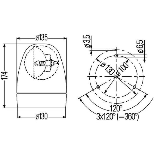 Hella Rotating Beacon Wide High 2RL 007 337-121