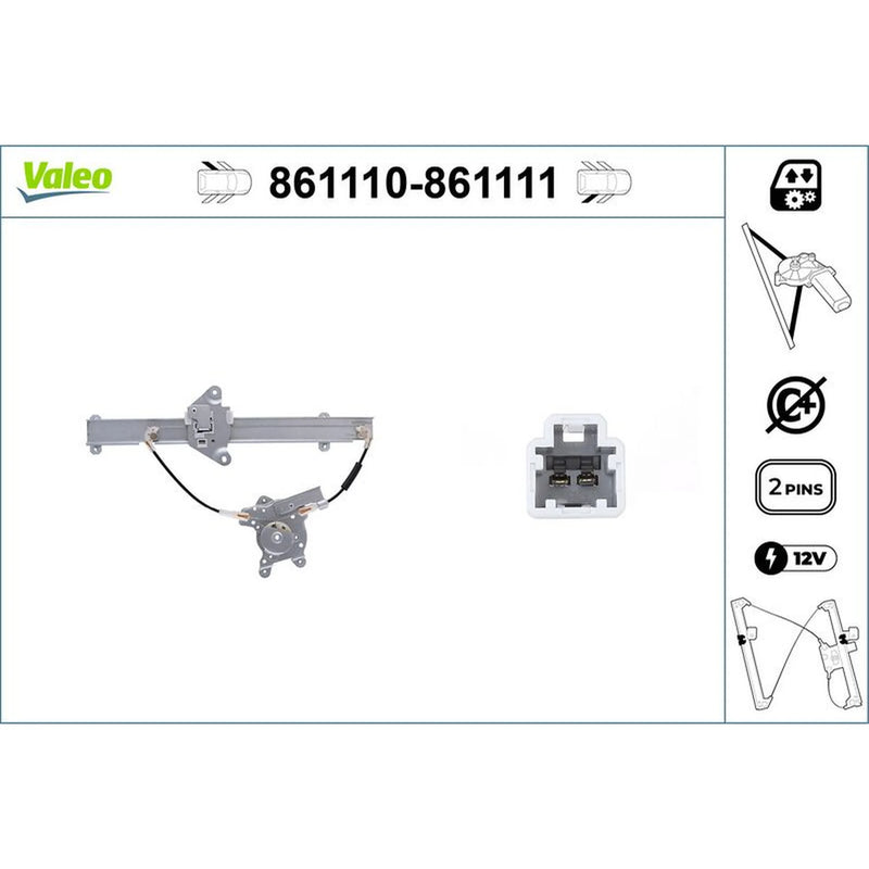Valeo Electric Window Regulator Lifter Left Rear 861110