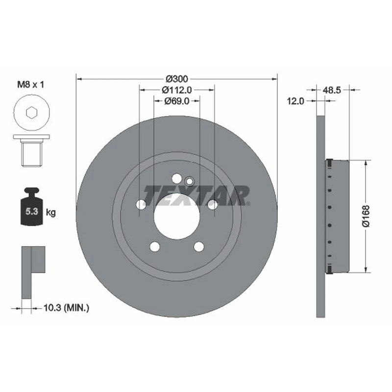 Textar 2 x Two-Piece Rear Brake Disc Brake Discs 92357925-x2