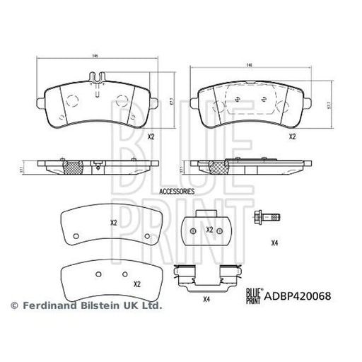 Blue Print Rear Brake Pad Set ADBP420068