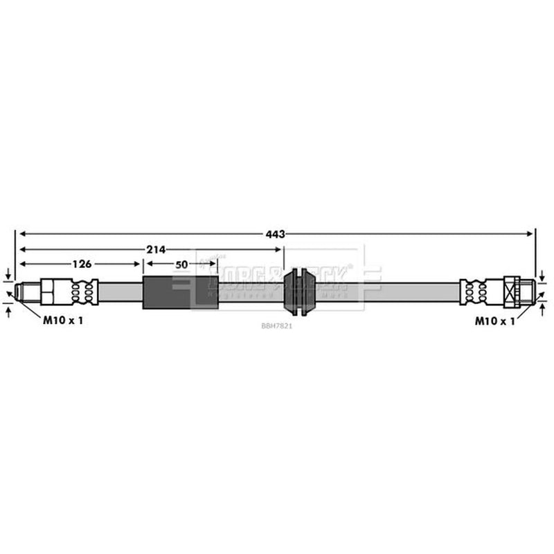 Borg & Beck Brake Hydraulic Hose Line Rear Right BBH7821